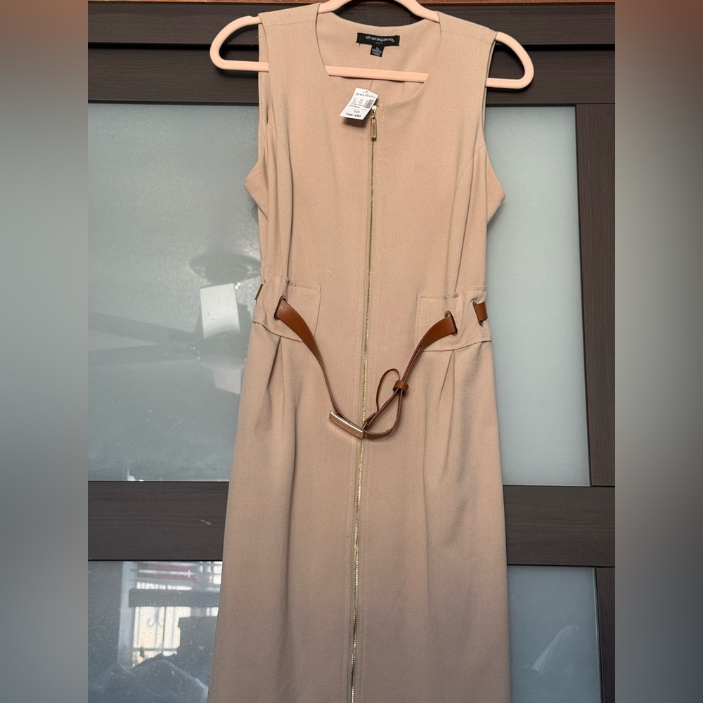 Sharagano Belted Zip front dress